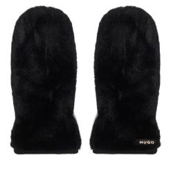 Rękawiczki HUGO. Czarne rękawiczki damskie Hugo, bez wzorów, z dzianiny. Za 299.99 zł.