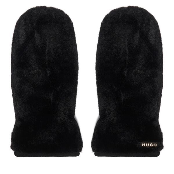 Rękawiczki HUGO. Czarne rękawiczki damskie Hugo, bez wzorów, z dzianiny. Za 299.99 zł.
