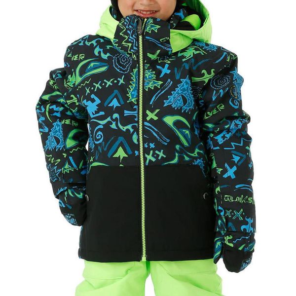 Kurtka narciarska dla dzieci Quiksilver Little Mission zimowa. Czarne buty zimowe chłopięce Quiksilver, na zimę, bez wzorów, z poliesteru, sportowe, bez kaptura. Za 219.00 zł.