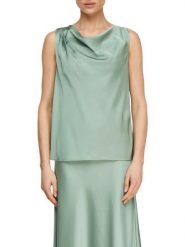 Comma Bluzka Kobiety zielony, 40. Zielone bluzki damskie comma, bez wzorów, z satyny, eleganckie, bez kołnierzyka, bez ramiączek. Za 139.95 zł.
