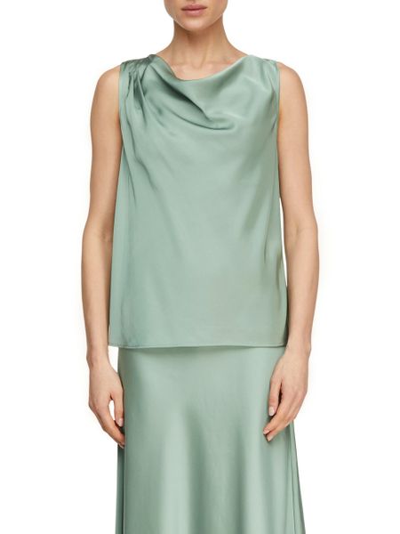 Comma Bluzka Kobiety zielony, 40. Zielone bluzki damskie comma, bez wzorów, z satyny, eleganckie, bez kołnierzyka, bez ramiączek. Za 139.95 zł.
