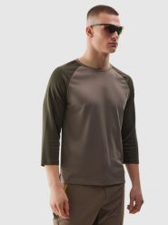 4F Longsleeve rowerowy szybkoschnący męski - brązowy S. Brązowe koszulki sportowe męskie 4f, l, bez wzorów, z dzianiny, klasyczne, bez kołnierzyka. W wyprzedaży za 59.99 zł.