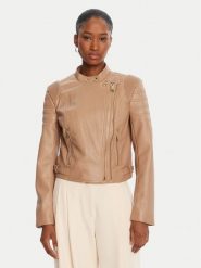 Guess Kurtka z imitacji skóry W5YL1 9WHDS0 Beżowy Regular Fit. Brązowe kurtki damskie Guess, xs, z aplikacjami, ze skóry, bez kaptura. Za 559.99 zł.