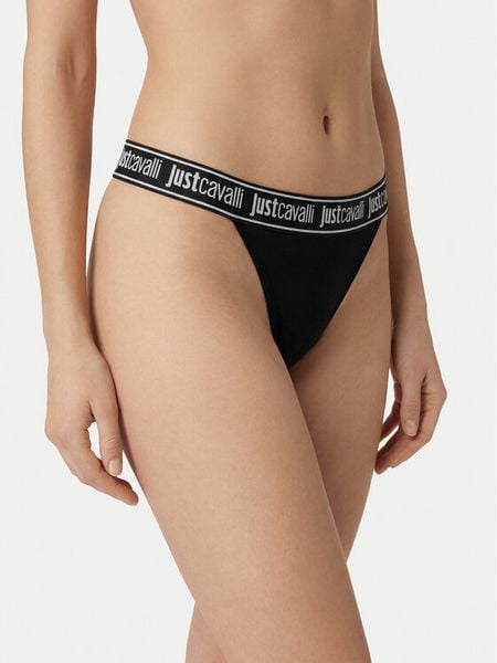 Just Cavalli Komplet stringów 80PAJU01 CJUT2 Czarny. Czarne stringi damskie Just Cavalli, xl, bez wzorów, z bawełny. Za 162.99 zł.