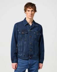 MESKA KURTKA JEANSOWA WRANGLER AUTHENTIC JACKET COALBLUE STONE 112146047. Płaszcze męskie Wrangler, l, bez wzorów, z jeansu, bez kaptura. Za 299.99 zł.