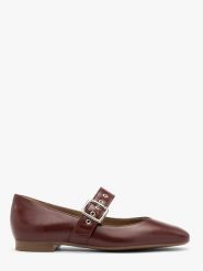 Bordowe baleriny damskie AUDREY. Czerwone baleriny damskie Ryłko, bez wzorów, z jeansu, bez obcasa, na płaskiej podeszwie. Za 349.99 zł.