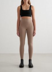 Damskie legginsy wysoki stan, drapane wewnątrz, second skin Warming ciemny brąz. Brązowe legginsy damskie Aim'n, l, bez wzorów, z elastanu. Za 202.80 zł.
