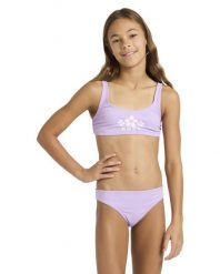 Bikini dwuczęściowe dla Dziewczynki SOLID ACTIVE. Fioletowe stroje kąpielowe dla dziewczynek Roxy, bez wzorów, z elastanu. Za 149.99 zł.
