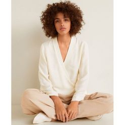Mango - Bluzka Twilly. Szare bluzki damskie Mango, z materiału, casualowe. Za 199.90 zł.