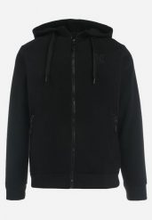 Czarna Zapinana Bluza z Kapturem i Kieszeniami oraz Haftowanym Napisem Jolion. Czarne bluzy męskie Born2be, m, bez wzorów, z kapturem. Za 89.99 zł.