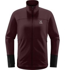 HAGLOFS Bluza damska BETULA JACKET WOMEN Burgundy Brown/True Black-L. Czarne bluzy damskie Haglöfs, l, bez wzorów, z dzianiny, bez kaptura, narciarskie. Za 262.40 zł.
