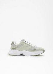 Sneakersy chunky. Zielone obuwie sportowe damskie bonprix, bez wzorów, z materiału. Za 147.99 zł.