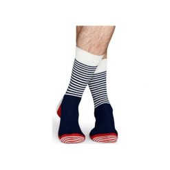 Skarpetki Happy Socks - Half Stripe (SH01-068). Szare skarpety męskie Happy Socks, w kolorowe wzory, z bawełny. Za 34.90 zł.