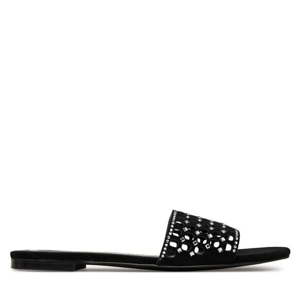 Klapki Eva Minge. Czarne klapki damskie Eva Minge, bez wzorów, bez obcasa. Za 349.99 zł.