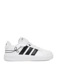 Adidas Sneakersy CEO-GRAND COURT 3.0 EL C KH8835 Biały. Białe buty sportowe dziewczęce Adidas, bez wzorów, ze skóry, bez zapięcia. Za 169.99 zł.