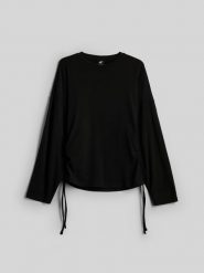4F Longsleeve slim z marszczeniami damski - czarny L. Czarne t-shirty damskie 4f, l, z aplikacjami, z dzianiny, klasyczne, bez kołnierzyka. Za 129.99 zł.