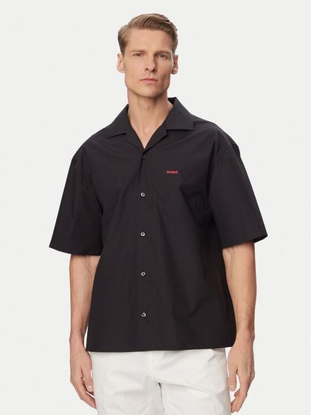 HUGO Koszula Espino 50560580 Czarny Oversize. Czarne koszule męskie Hugo, m, bez wzorów, z bawełny, bez kołnierzyka, bez ramiączek. Za 276.99 zł.