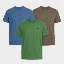 KOMPLET MĘSKICH KOSZULEK 4F ZESTAW T-SHIRT 3PAK. T-shirty męskie 4f, l, bez wzorów, z bawełny, sportowe, bez kołnierzyka. Za 117.99 zł.