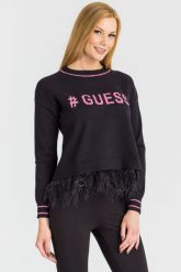 SWETER ISOTTA Guess. Swetry damskie Guess, xs, z aplikacjami, bez kołnierzyka, bez ramiączek, bez kaptura. W wyprzedaży za 91.80 zł.
