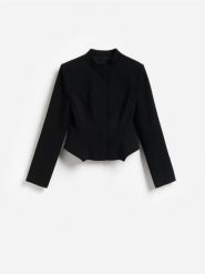 Marynarka ze stójką - czarny. Czarne żakiety damskie Reserved, l, bez wzorów, z tkaniny. Za 249.99 zł.