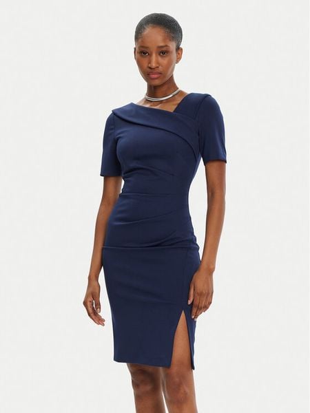 Rinascimento Sukienka koktajlowa CFC0122560003 Granatowy Regular Fit. Niebieskie sukienki damskie Rinascimento, s, bez wzorów, z syntetyku, wizytowe, bez kołnierzyka, bez ramiączek. Za 339.99 zł.