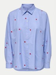 ONLY Koszula 15344336 Niebieski Box Fit. Niebieskie bluzki damskie Only, s, bez wzorów, z bawełny, bez kołnierzyka, bez ramiączek. Za 169.99 zł.