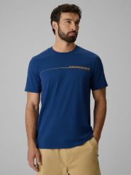 4F T-shirt regular z nadrukiem męski - granatowy XXL. Niebieskie t-shirty męskie 4f, m, bez wzorów, z bawełny, biznesowe, bez kołnierzyka. Za 59.99 zł.