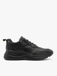 Czarne sneakersy ze skóry licowej. Czarne półbuty damskie Ryłko, bez wzorów, ze skóry, eleganckie, bez obcasa, bez zapięcia. W wyprzedaży za 399.99 zł.