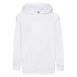 Bluza Dziecięca Klasyczna Gładka. Białe bluzy dla dziewczynek Fruit of the Loom, bez wzorów, bez ramiączek, bez kaptura. Za 106.99 zł.