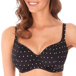 Damski top do kostiumu kąpielowego Freya Jewel cove. Czarne topy damskie Freya, bez wzorów, z poliamidu, bez kołnierzyka, bez ramiączek. Za 230.30 zł.