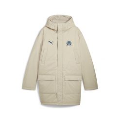 Męska zimowa kurtka Olympique Marsylia PUMA Putty Ocean Tropic Beige Blue. Brązowe kurtki męskie Puma, na zimę, m, bez wzorów, z materiału, klasyczne, bez kaptura. Za 554.35 zł.