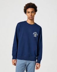 WRANGLER MĘSKA BLUZA CREWNECK SWEATSHIRT NAVY 112357329 W6K0011976. Niebieskie bluzy męskie Wrangler, m, bez wzorów, bez kaptura. Za 199.99 zł.