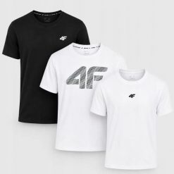 KOMPLET KOSZULEK 4F T-SHIRT MĘSKI ZESTAW 3PAK. T-shirty męskie 4f, m, bez wzorów, z bawełny, sportowe, bez kołnierzyka. Za 181.98 zł.