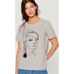 Bawełniana koszulka - Jasny szar. T-shirty damskie Mohito. W wyprzedaży za 19.99 zł.