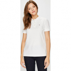 Tommy Hilfiger - Top. Szare topy damskie Tommy Hilfiger, z bawełny, z krótkim rękawem. W wyprzedaży za 219.90 zł.