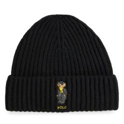 Czapka Polo Ralph Lauren. Czarne czapki i kapelusze damskie Polo Ralph Lauren, na zimę, bez wzorów. Za 399.99 zł.
