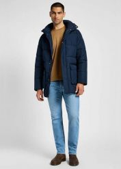 LEE MĘSKA KURTKA ZIMOWA LONG PUFFER JACKET RIVET NAVY 112355663 LD48015599. Niebieskie kurtki męskie Lee, na zimę, m, bez wzorów, bez kaptura. Za 419.99 zł.
