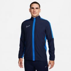 Bluza piłkarska męska Nike Academy 23. Niebieskie bluzy sportowe męskie Nike, m, bez wzorów, z materiału, bez kaptura, na fitness i siłownię, dri-fit (nike). Za 189.99 zł.