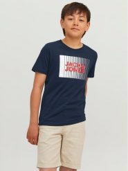 Jack & Jones Junior T-Shirt 12237411 Granatowy Regular Fit. Niebieskie t-shirty dla chłopców Jack & Jones Junior, bez wzorów, z bawełny, bez ramiączek. Za 39.99 zł.