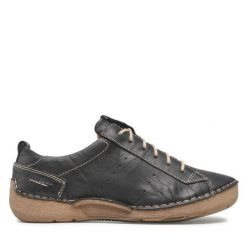 Półbuty Josef Seibel. Czarne półbuty damskie Josef Seibel, bez wzorów, bez obcasa, na płaskiej podeszwie, bez zapięcia. Za 279.99 zł.