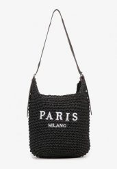 Czarna Shopper Torebka z Plecionki Ozdobiona Napisem Galanala. Czarne torebki shopper damskie Renee, bez wzorów, z jeansu, eleganckie, bez dodatków. Za 74.99 zł.
