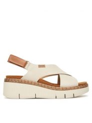 Pikolinos Sandały Gomera W0K-0606C1 Biały. Białe sandały damskie Pikolinos, bez wzorów, ze skóry, bez obcasa, na koturnie, bez zapięcia. Za 599.99 zł.