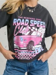 Koszulka oversize z kolorowym nadrukiem - fioletowy. Fioletowe t-shirty damskie Sinsay, l, bez wzorów, bez kołnierzyka. Za 29.99 zł.