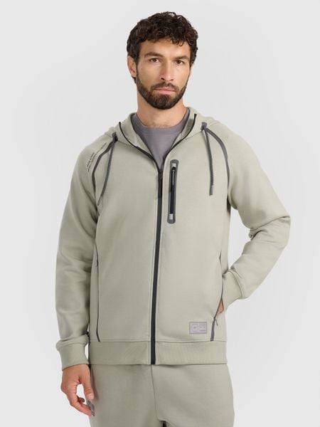 4F Bluza dresowa rozpinana z kapturem męska - oliwkowa M. Brązowe bluzy męskie 4f, m, bez wzorów, z bawełny, z kapturem. W wyprzedaży za 169.99 zł.