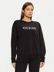 Guess Bluza O5RQ03 KCO31 Czarny Regular Fit. Czarne bluzy damskie Guess, s, z aplikacjami, z bawełny, bez kaptura. Za 179.99 zł.