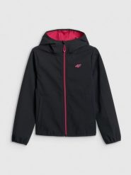 4F Kurtka softshell wiatroodporna membrana 5000 dziewczęca - czarna 152 (11-12 lat). Czarne kurtki i płaszcze dla dziewczynek 4f, bez wzorów, z softshellu, bez kaptura. Za 169.99 zł.