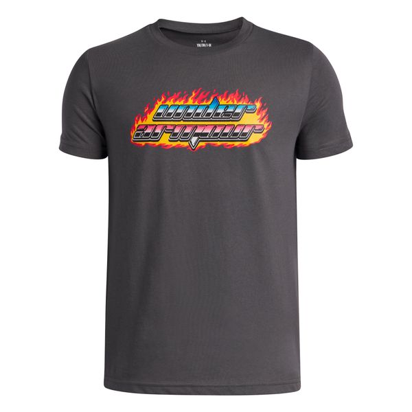 Koszulka dla dzieci Under Armour Flame Wordmark. Szare t-shirty dla chłopców Under Armour, bez wzorów, z bawełny, bez ramiączek. Za 137.38 zł.