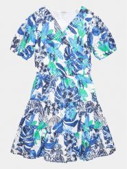 Guess Sukienka codzienna J3GK04 WFGJ0 Niebieski Regular Fit. Niebieskie sukienki dla dziewczynek Guess, z aplikacjami, z bawełny, bez ramiączek. Za 319.99 zł.