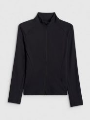 4F Bluza treningowa slim bez kaptura damska - czarna L. Czarne bluzy damskie 4f, l, bez wzorów, sportowe, bez kołnierzyka, bez ramiączek, bez kaptura. Za 179.99 zł.