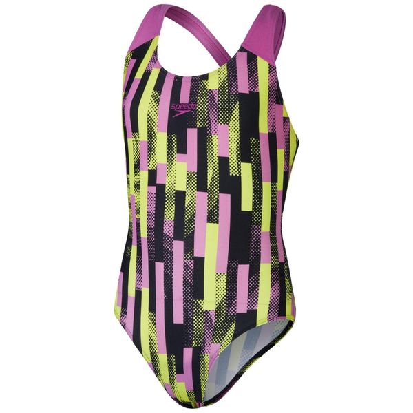 Strój pływacki jednoczęściowy dziecięcy Speedo Digital Allover Splashback. Czarne stroje kąpielowe dla dziewczynek Speedo, bez wzorów. Za 109.99 zł.